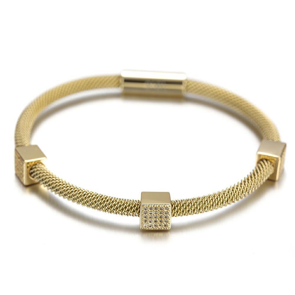 Cube Pavé Mesh Bracelet
