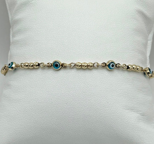 14K Protective Eye Beaded Bracelet