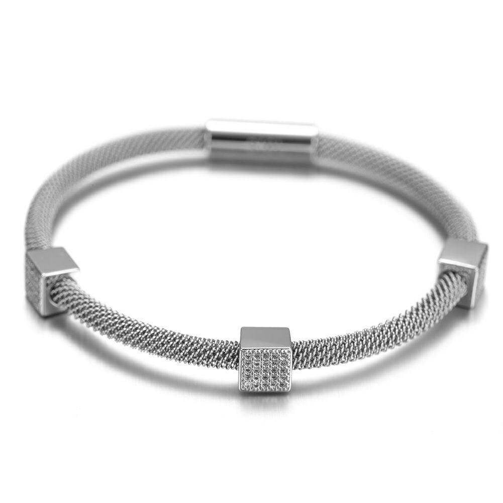 Cube Pavé Mesh Bracelet