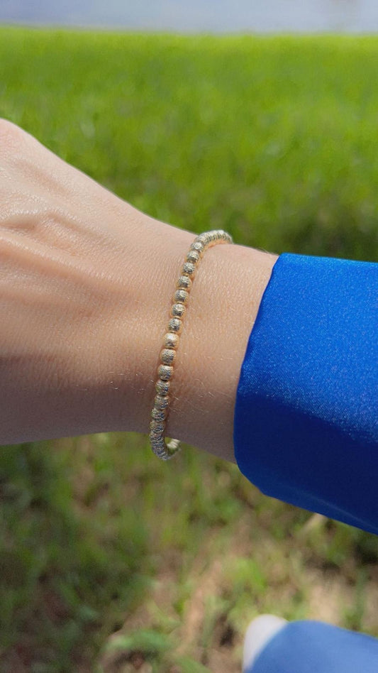 14K Diamond-Cut Beaded Bracelet