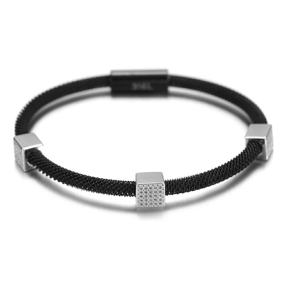 Cube Pavé Mesh Bracelet