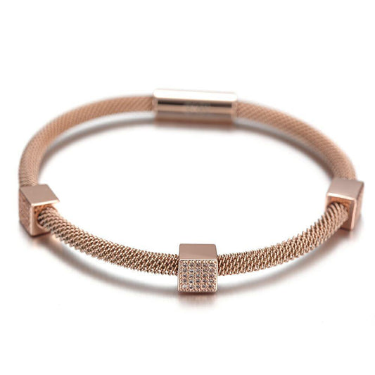 Cube Pavé Mesh Bracelet